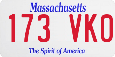 MA license plate 173VK0