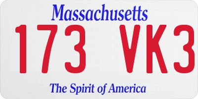 MA license plate 173VK3