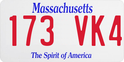 MA license plate 173VK4