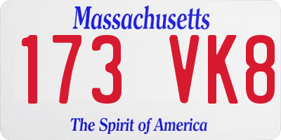MA license plate 173VK8