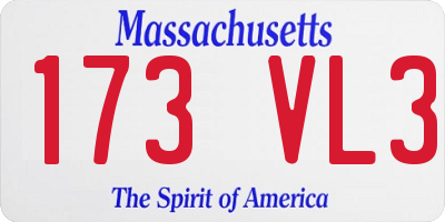 MA license plate 173VL3