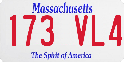 MA license plate 173VL4