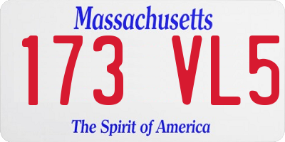 MA license plate 173VL5