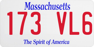 MA license plate 173VL6