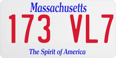 MA license plate 173VL7
