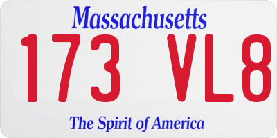 MA license plate 173VL8