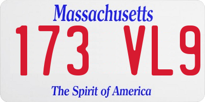 MA license plate 173VL9