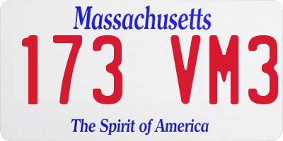 MA license plate 173VM3