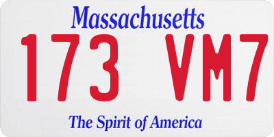 MA license plate 173VM7