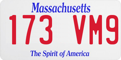 MA license plate 173VM9