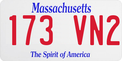 MA license plate 173VN2