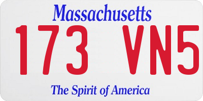MA license plate 173VN5