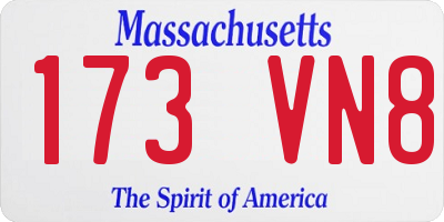 MA license plate 173VN8
