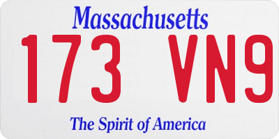 MA license plate 173VN9