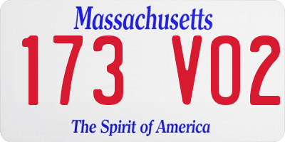 MA license plate 173VO2