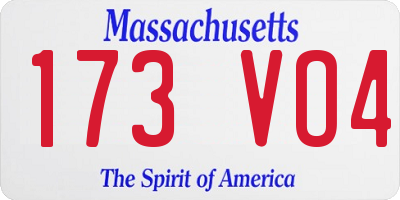 MA license plate 173VO4