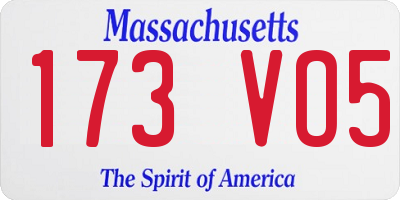 MA license plate 173VO5