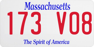 MA license plate 173VO8