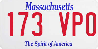 MA license plate 173VP0