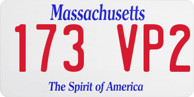 MA license plate 173VP2