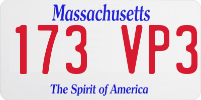 MA license plate 173VP3