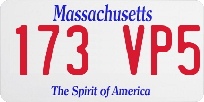MA license plate 173VP5