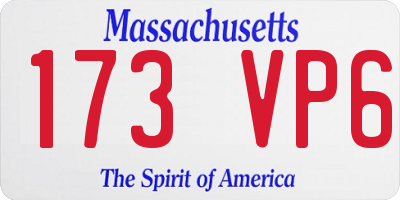 MA license plate 173VP6