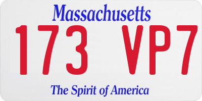 MA license plate 173VP7