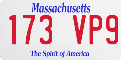 MA license plate 173VP9