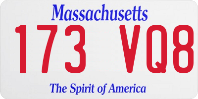 MA license plate 173VQ8