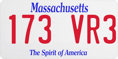 MA license plate 173VR3