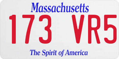 MA license plate 173VR5