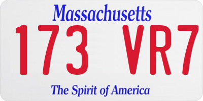 MA license plate 173VR7