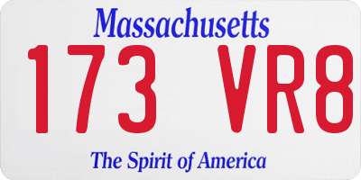 MA license plate 173VR8