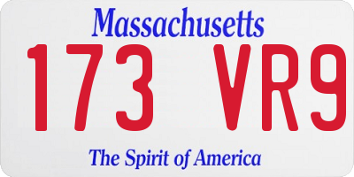 MA license plate 173VR9