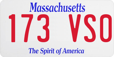 MA license plate 173VS0