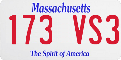 MA license plate 173VS3