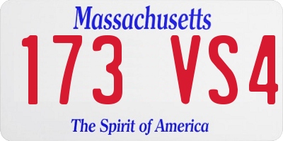 MA license plate 173VS4