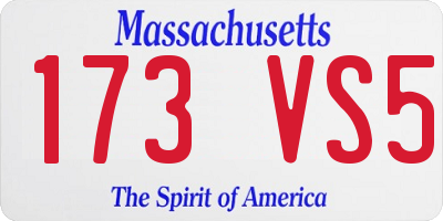 MA license plate 173VS5