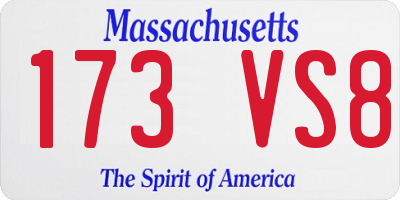 MA license plate 173VS8