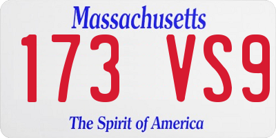 MA license plate 173VS9