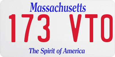 MA license plate 173VT0