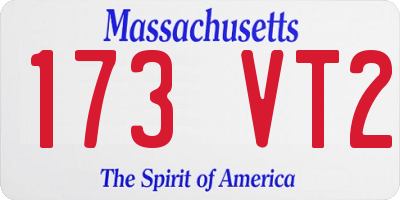 MA license plate 173VT2