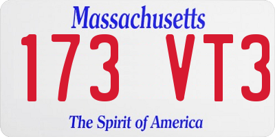 MA license plate 173VT3