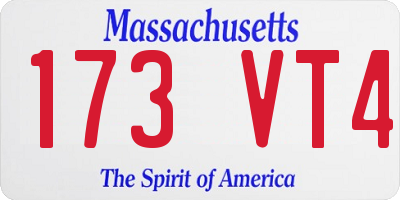 MA license plate 173VT4