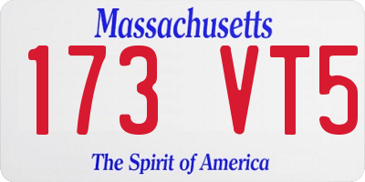 MA license plate 173VT5