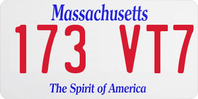 MA license plate 173VT7