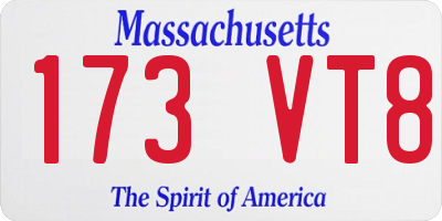 MA license plate 173VT8