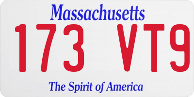 MA license plate 173VT9