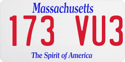 MA license plate 173VU3